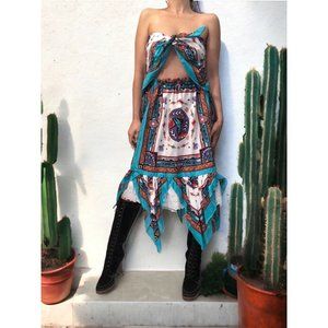 SOLD Vintage 80s Retro Handmade Native Bandanna Skirt Top Festival Outfit